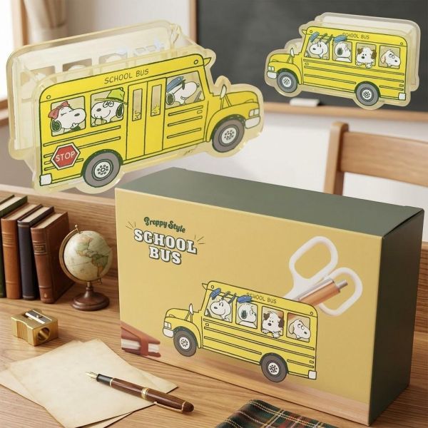Peanuts 史努比&朋友校車造型壓克力收納盒 