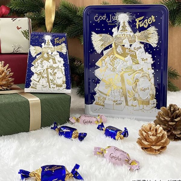 Fazer 嚕嚕米 綜合巧克力聖誕浮雕鐵盒(藍) 