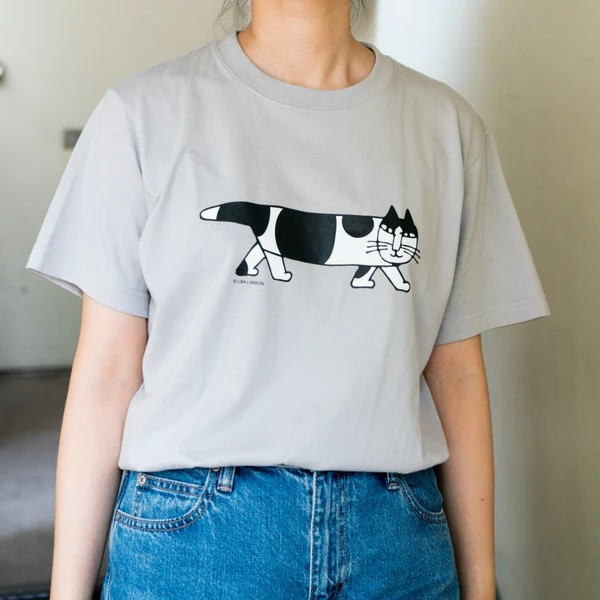 LISA LARSON Mikey貓 四季純棉T恤 (灰L) 