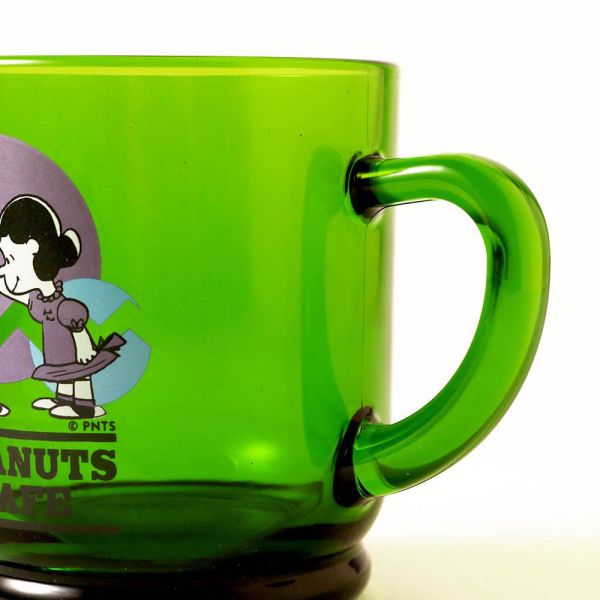 Peanuts cafe 60年代復古透明馬克杯(綠) 