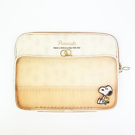 sun-star刺繡史努比雙層網格電腦包(咖) 