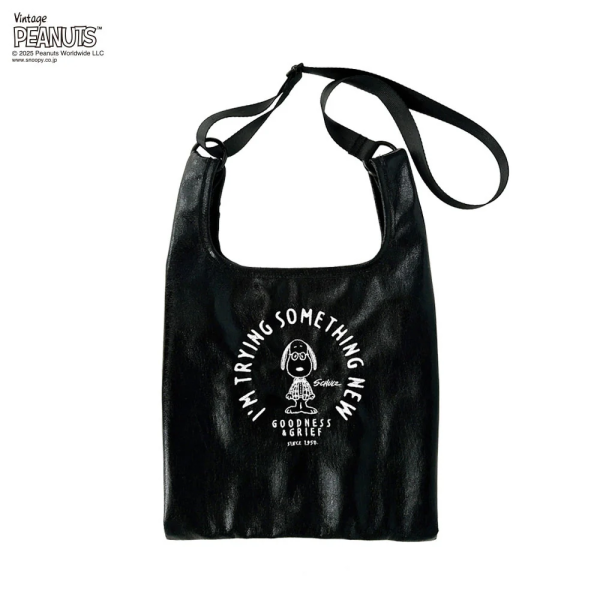 Rootote 史努比刺繡金屬感手提袋附背帶 