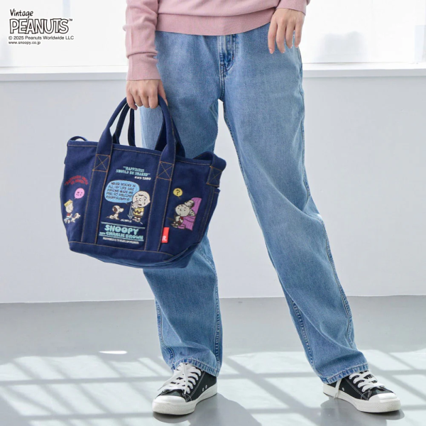 Rootote史努比刺繡再生棉兩用手提包 