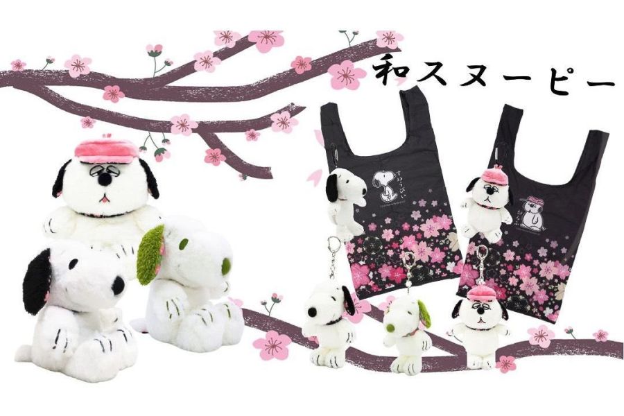 nakajima 歐拉夫櫻花耳毛絨玩偶登山口吊飾環保袋 