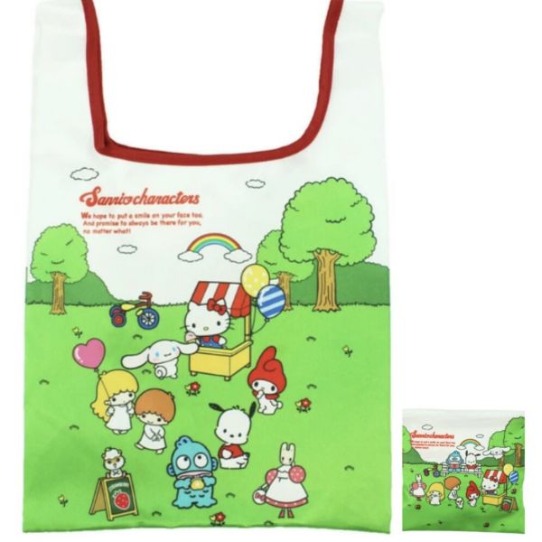 Sanrio kitty 緞面可收納環保購物袋 
