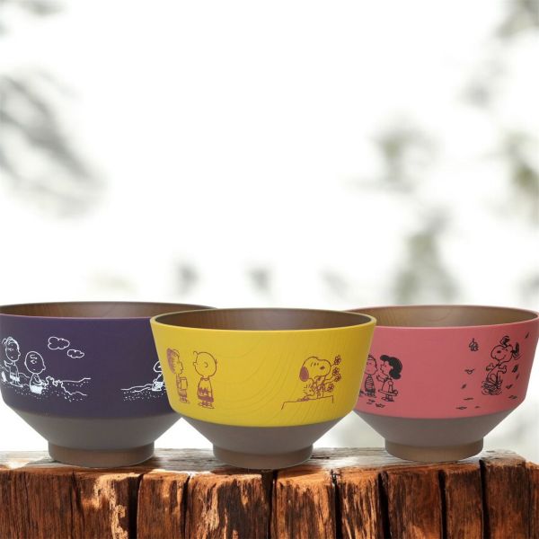 mc.史努比仿木紋漆器湯碗 