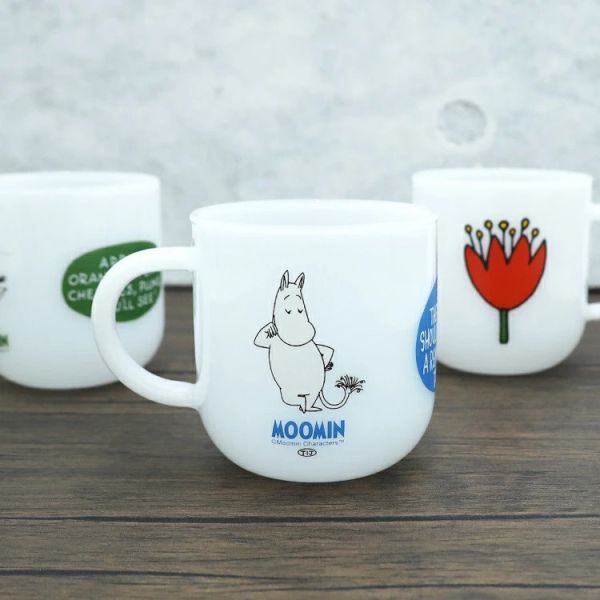 Moomin 花朵乳白耐熱玻璃馬克杯 350ml 