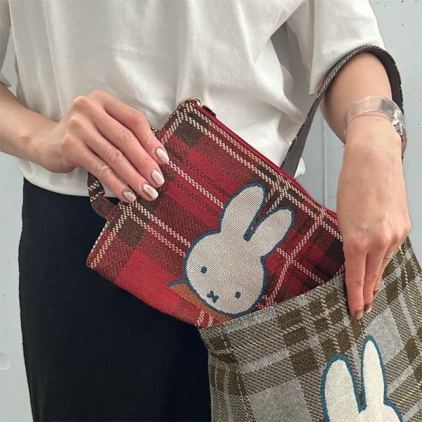 Miffy 提花格紋手提收納包 