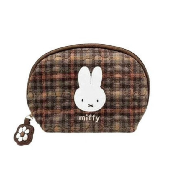 mc. 米菲絎縫格紋刺繡半圓收納包 