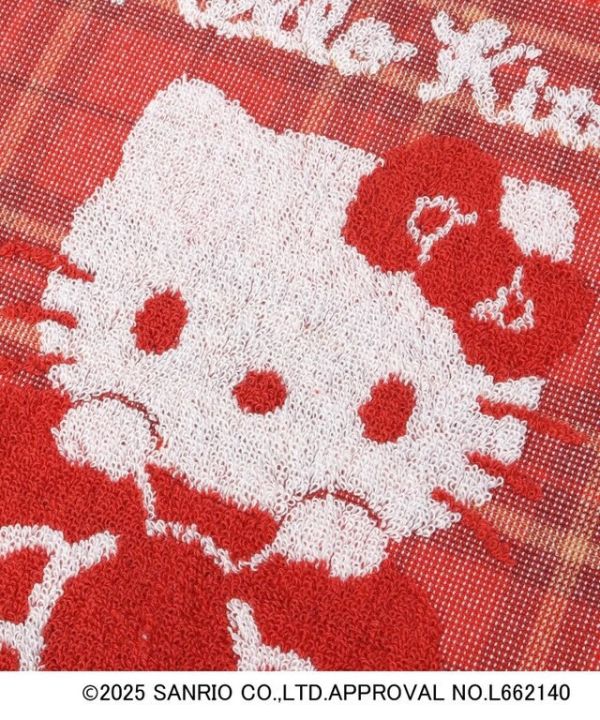 Hello Kitty 蝴蝶結格紋柔軟手帕 