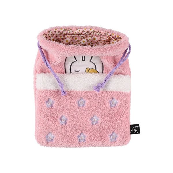 Flower Miffy 蓬鬆棉被造型粉色束口袋 