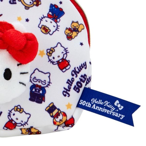 Hello Kitty 50周年紀念 家人滿版印花 束口袋/化妝包 