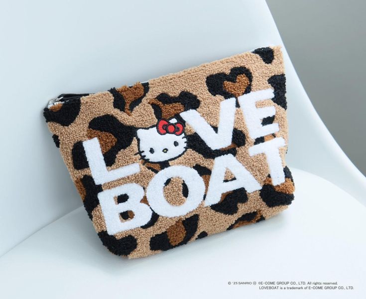 Hello Kitty × LOVEBOAT 聯名豹紋刺繡化妝包 