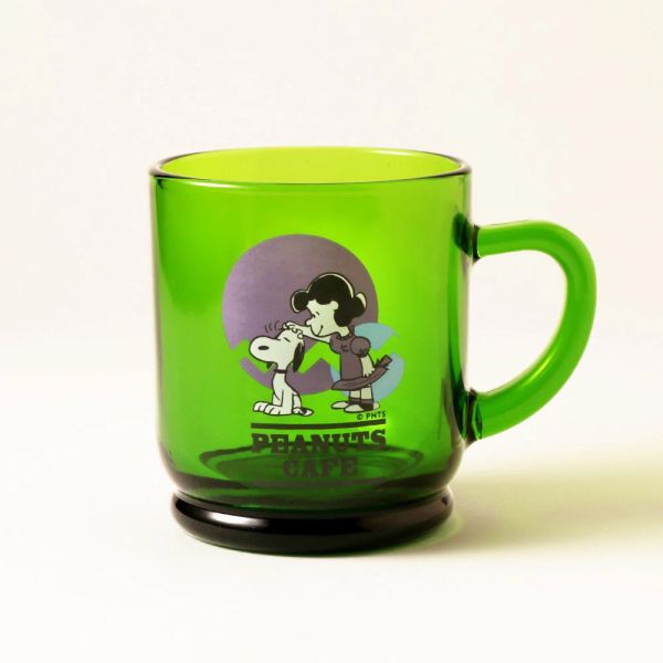 Peanuts cafe 60年代復古透明馬克杯(綠) 