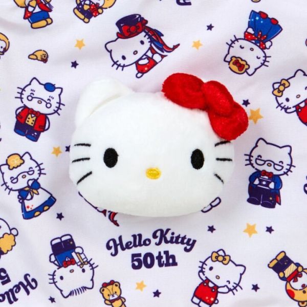 Hello Kitty 50周年紀念 家人滿版印花 束口袋/化妝包 