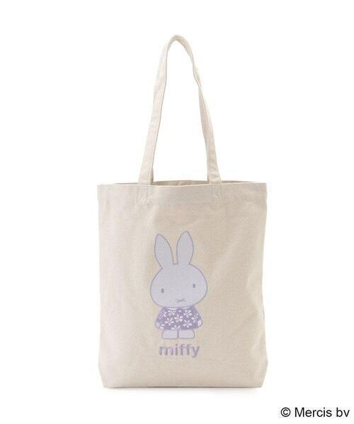miffy 淡雅花朵刺繡帆布托特包 