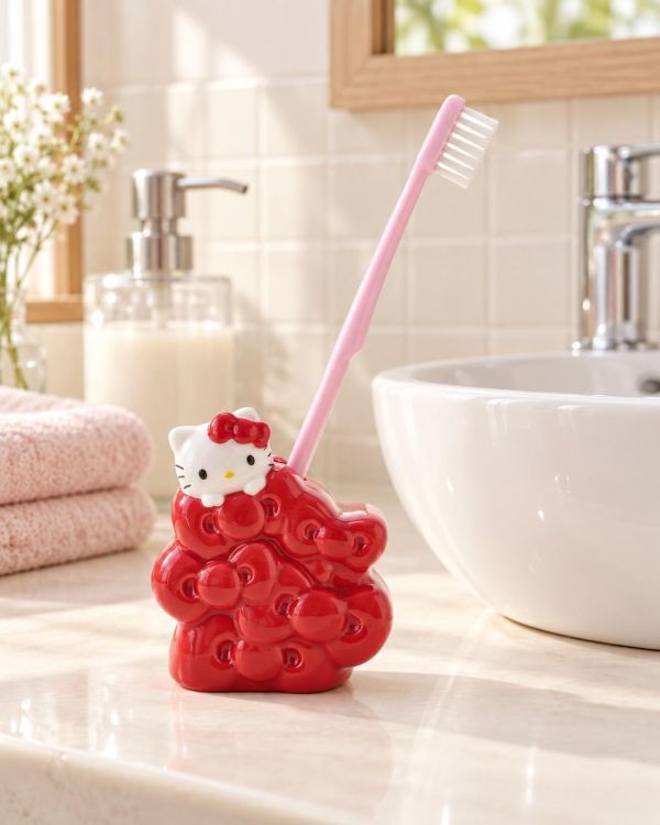 sanrio house kitty蝴蝶結堆疊陶瓷牙刷架 