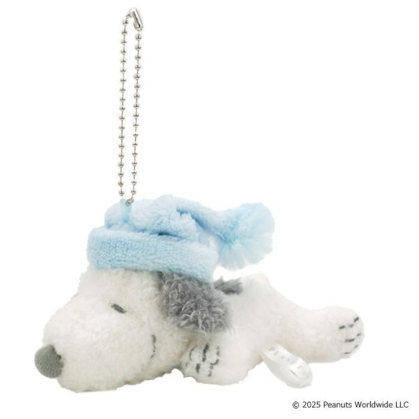 史努比睡帽灰耳趴著毛絨玩偶/吊飾 