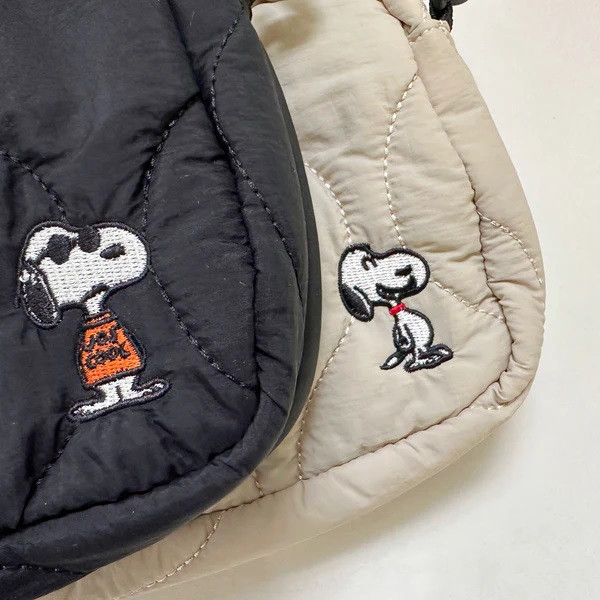 Heming's 史努比刺繡刺繡標籤絎縫斜背包 