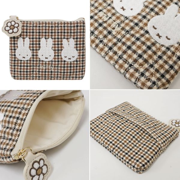 mc. 米菲絎縫格紋刺繡面紙收納包 