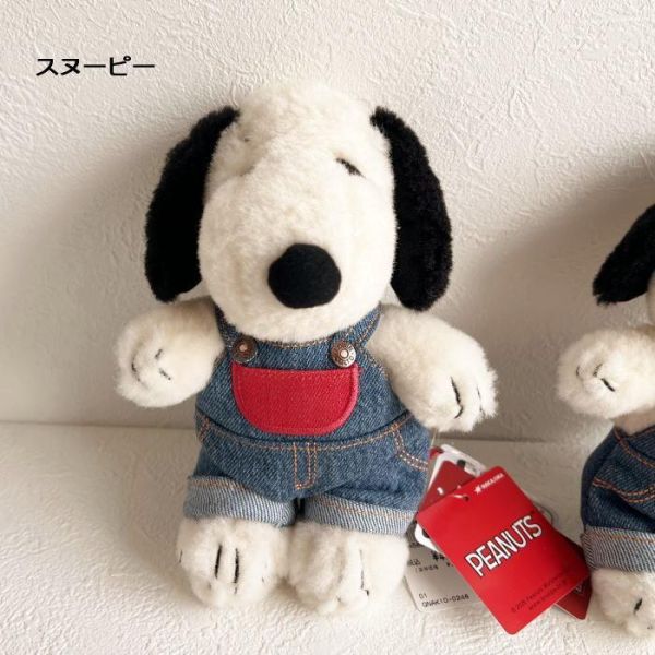EDWIN X PEANUTS 丹寧吊帶褲史努比/歐拉夫玩偶 