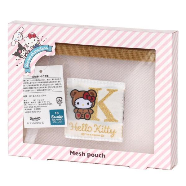 Sanrio Kitty金絲字母網狀扁平收納包 