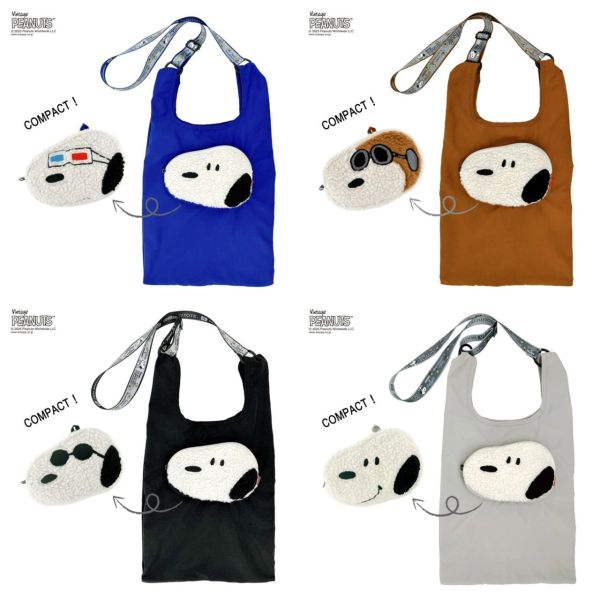 Rootote 史努比毛絨收納購物袋附背帶 