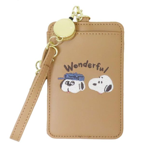 Snoopy & Olaf 溫柔刺繡・伸縮票卡夾 