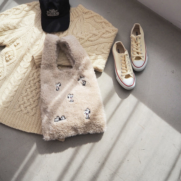 Heming's 史努比刺繡毛絨手提袋 