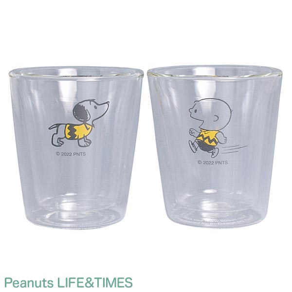 Peanuts LIFE&TIMES BODUM 限定版 耐熱雙層玻璃對杯組 