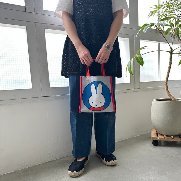 米菲Boris 復古雙面圖案針織提袋 