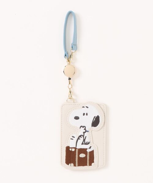 Snoopy 伸縮刺繡皮革票卡夾收納包 