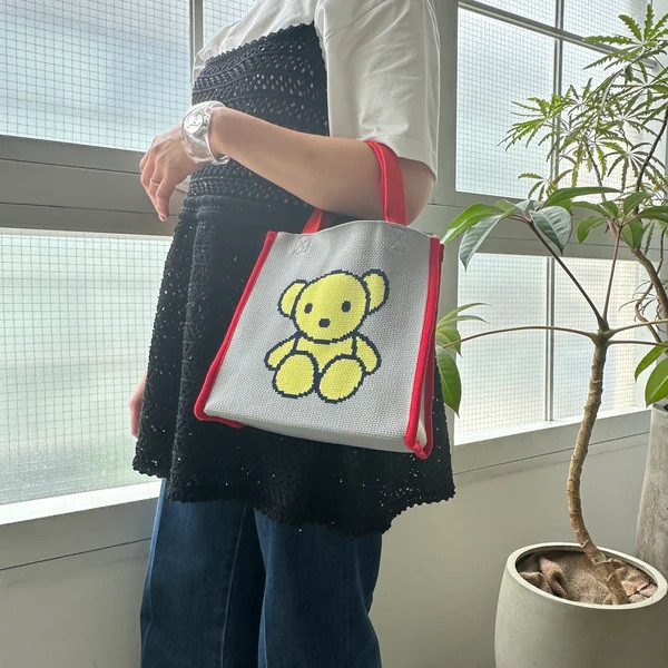 米菲Boris 復古雙面圖案針織提袋 