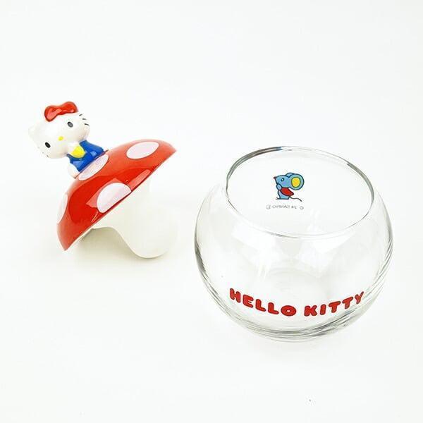 Hello Kitty 蘑菇玻璃收納罐 