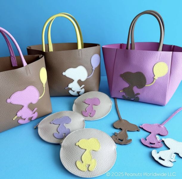 Kotty×史努比銀座限定 撞色牛皮剪影圓收納包 