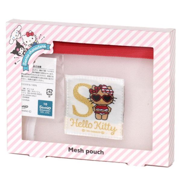 Sanrio Kitty金絲字母網狀扁平收納包 