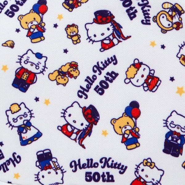 Hello Kitty 50周年紀念 家人滿版印花 束口袋/化妝包 