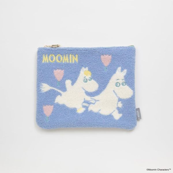 fab 嚕嚕米/溜溜單面刺繡毛絨扁平收納包 