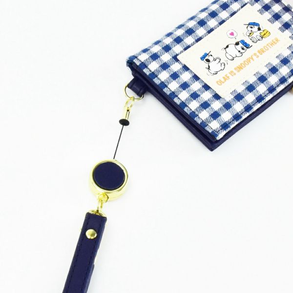 SNOOPY 歐拉夫格紋伸縮票卡夾 