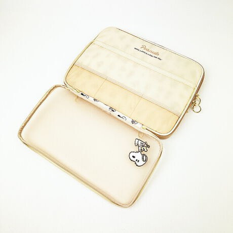 sun-star刺繡史努比雙層網格電腦包(咖) 