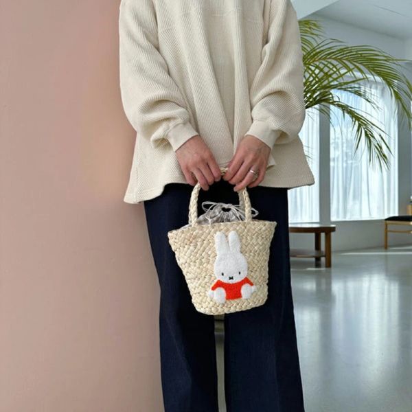 Heming's 米菲&Boris刺繡草編手提包 