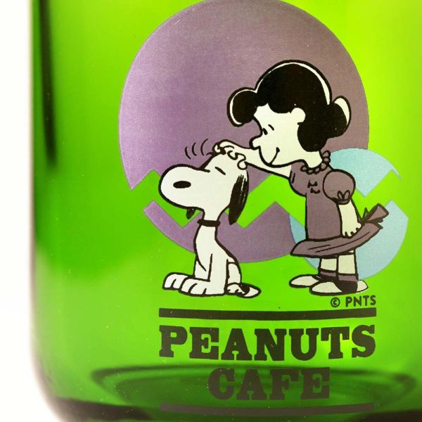 Peanuts cafe 60年代復古透明馬克杯(綠) 