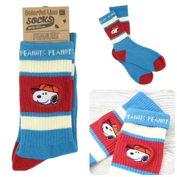 PEANUTS 美式復古彩色條紋長襪 