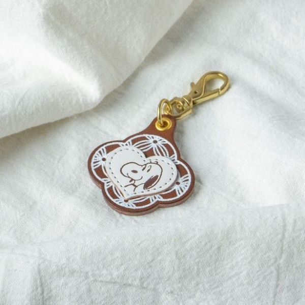 SNOOPY Chocolat 栃木皮革鑰匙圈 