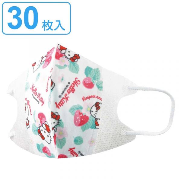 Skater X Hello Kitty 兒童立體不織布口罩組30入 (草莓) 