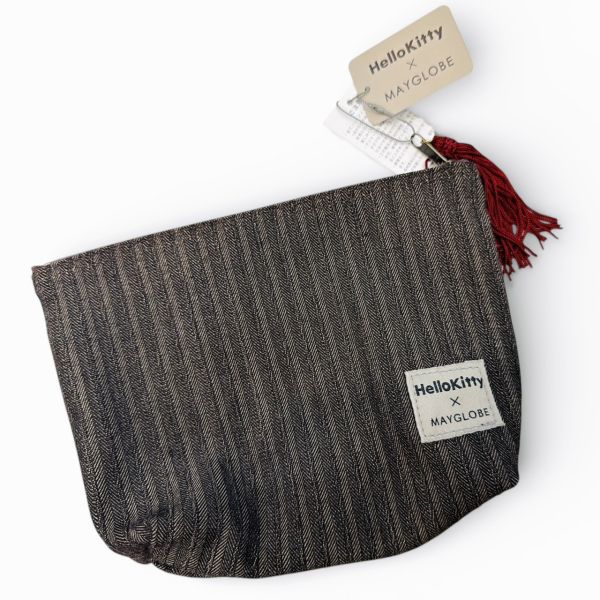 Mayglobe Kitty串珠水鑽直條紋流蘇收納包 