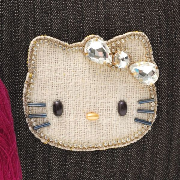 Mayglobe Kitty串珠水鑽直條紋流蘇收納包 