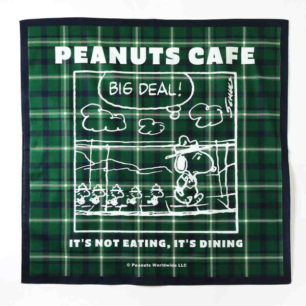 PEANUTS Cafe 史努比格紋方巾 