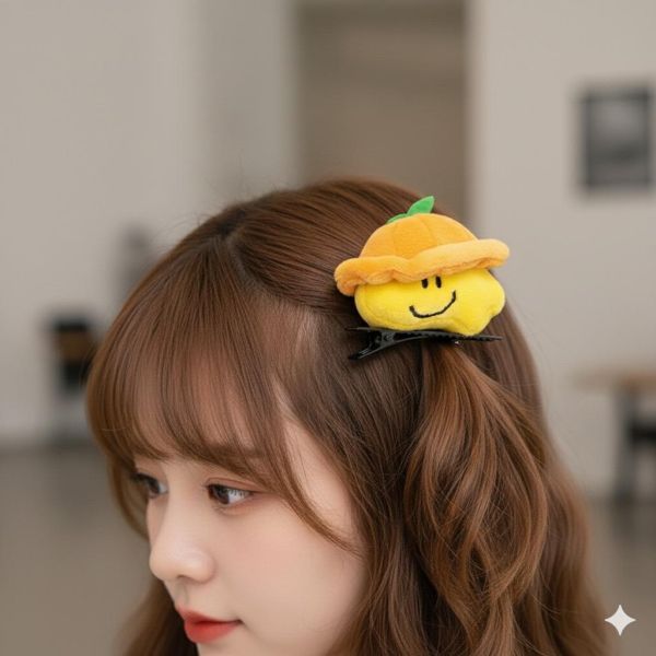 Garden 濟州島塌克大頭戴橘子帽玩偶髮夾 