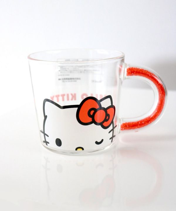 大西賢 kitty 串珠手把 耐熱玻璃馬克杯 